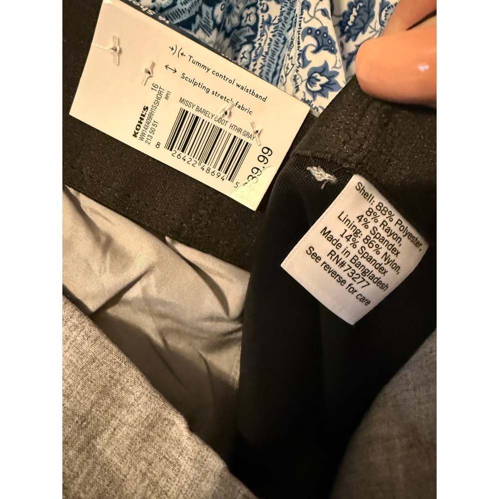 Nine West Women's 16 Short Gray Mid Rise Barely Bootcut Dress Pants NWT - Picture 6 of 6